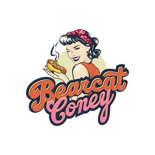 G-Rated Cartoon PinUp Girl girl logo for Retro Coney Hotdog restaurant Design by nindadian