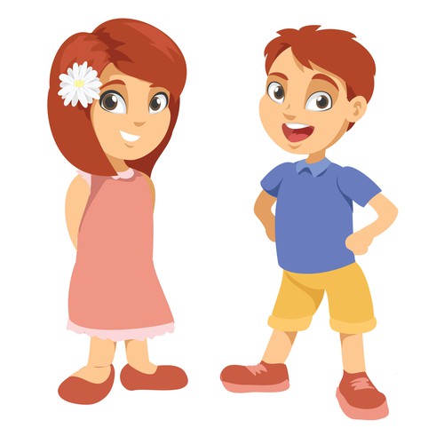 Create twin boy and girl cartoon characters | Figuren oder Maskottchen