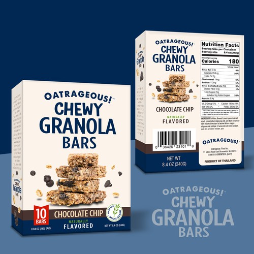 DESIGN EYE-CATCHING PACKAGING FOR CHOCOLATE CHIP CHEWY GRANOLA BARS! Design by Unik ART