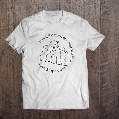 Cute Polar Bears Outline Art T-Shirt Design Design by S.R.