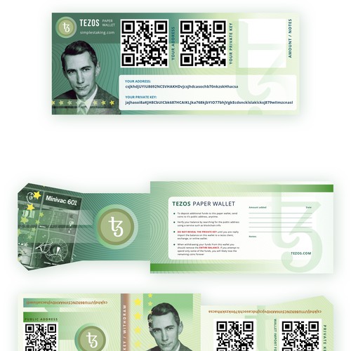 Paper wallet for Tezos crypto currency Diseño de Yulia Faj'rin