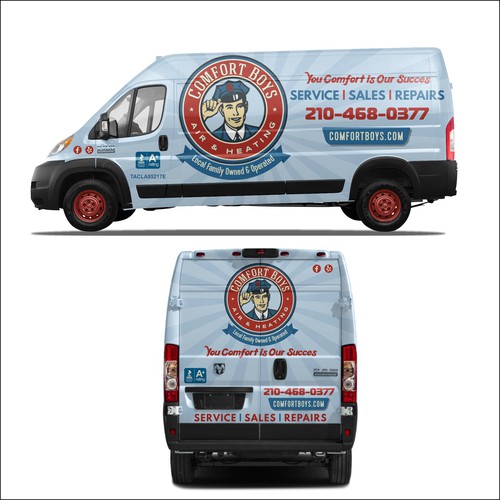 Comfort Boys Service Company New Retro Van Wrap Design Design by dnite