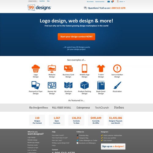 99designs Homepage Redesign Contest Design by perrrfect