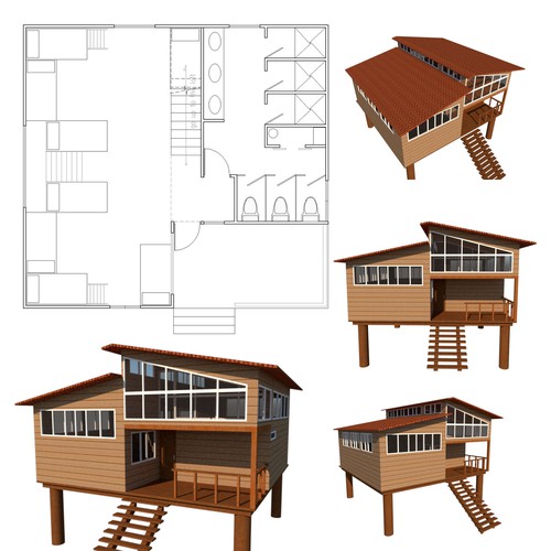 Summer Camp Tree House Cabin Design Design by CESARQFLOREZ