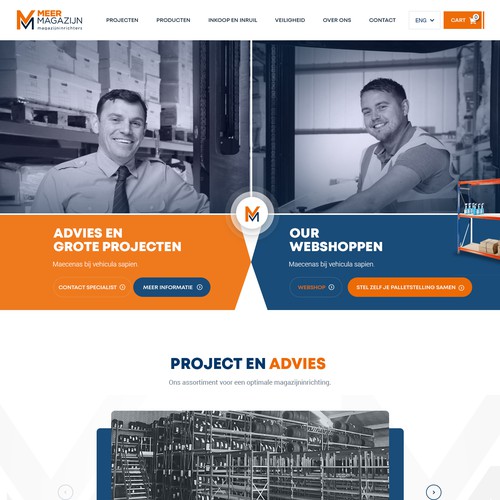 Creative website templates for a leading pallet racks company_ Meermagazijn Design by Adventix