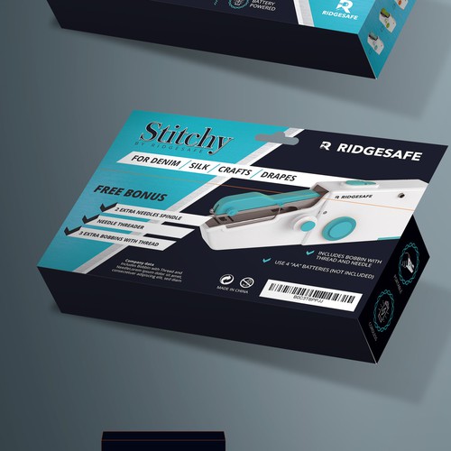 Create Packaging for Moden Handheld Sewing Machine Design by Vitalio7in