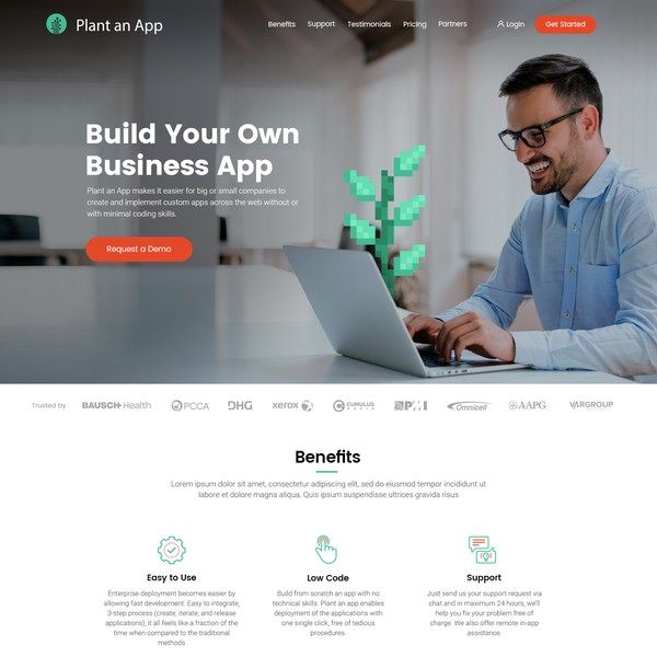 Website Design for a Low-Code App Development Platform