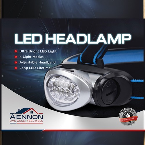 Create A **LED Headlamp Flashlight** Packaging Design To Be Seen All Around The World Diseño de A.D.S