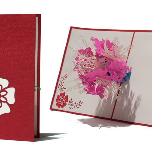 Create floral cover art for a beautiful paper floral pop-up greeting card Design by marbia