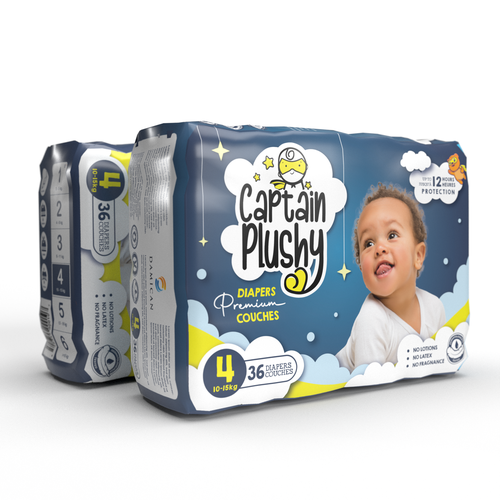 Packaging for playful baby diapers brand Design by Sandra Milan