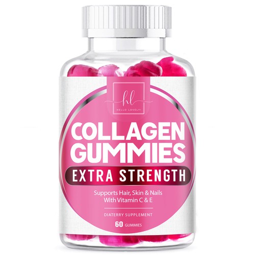 Hello Lovely needs a Collagen Gummies product label Design by agooshe