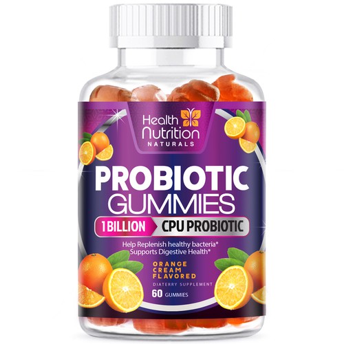 Healthy Probiotic Gummies Label needed for Health Nutrition Design réalisé par agooshe