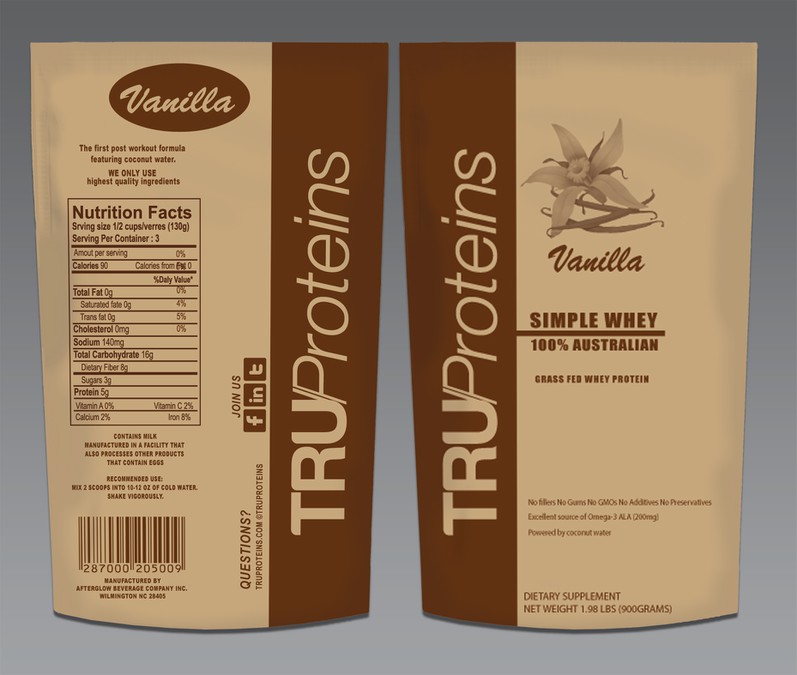 We need a simple, clean single color label for TruProteins product ...