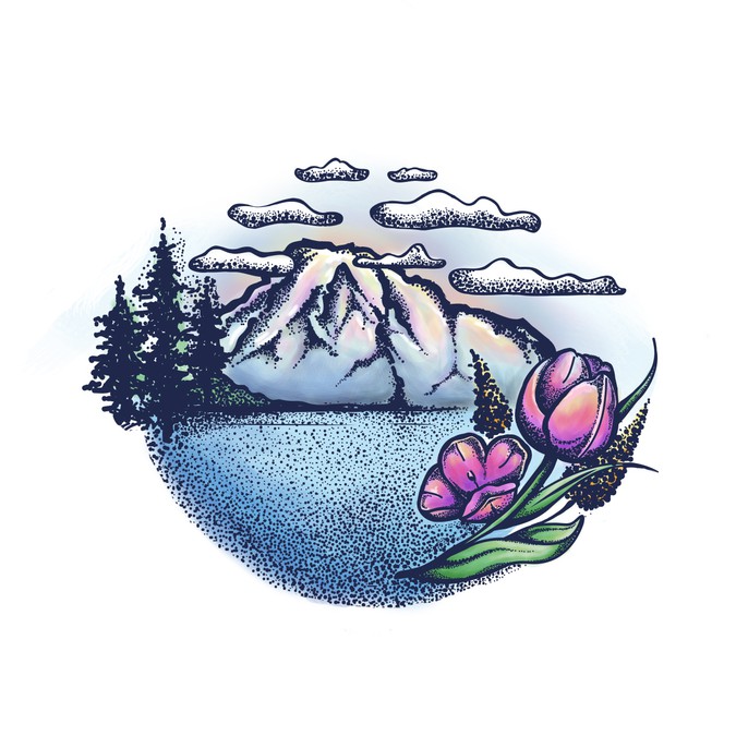 Create a mountain inspired tattoo for Washingtonian living overseas ...