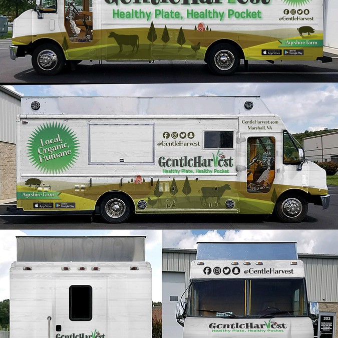 Creative Food Truck Wrap For Organic Foods Cafe Car Truck