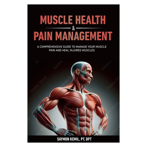 Book cover with a drawing images of the human anatomy combining muscles and bone structure. Design by Inspiremind