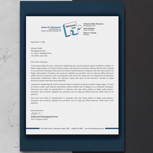 Striking New Modern Letterhead Needed for Law Firm Revival Design by Sawama