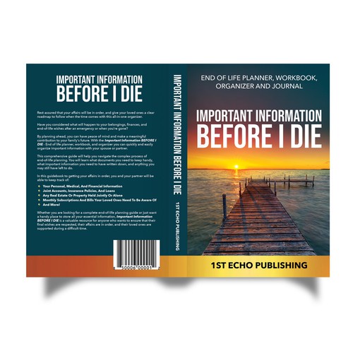 Engaging cover for end of life information journal directed towards 40+ year olds Design by Mr.TK