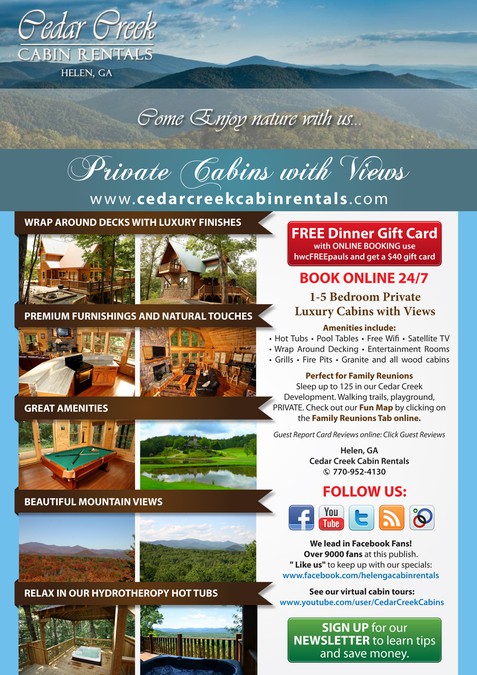 Cedar Creek Cabin Rentals Needs A New Print Or Packaging Design