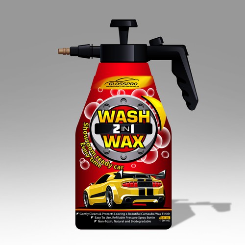 Glosspro "2 in 1 Car Wash and Wax" (Waterless Carwash)  Label Design by Yeni Rostislav