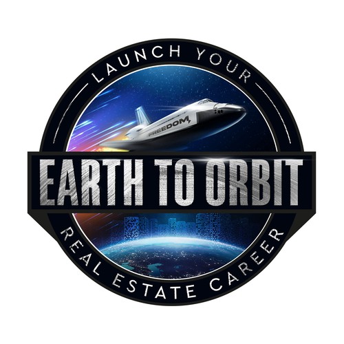 Realistic Logo for "Earth to Orbit" Sales Course. Achieve financial freedom through real estate. Design by GIRA.