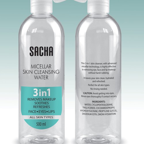 Sacha Micellar Water bottle 500ml Design by Debdutta*