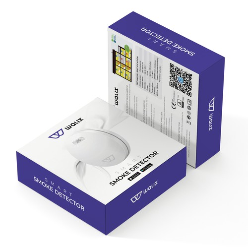 Need a complete modern and powerful packaging for our intelligent smoke detector. Design by Designlifelk
