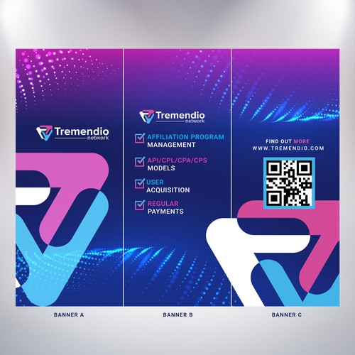 Triangular banner for trade show Design by Rav Astra