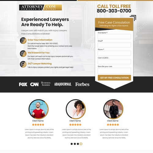 Design a Landing Page for Attorney.com Design by Rith99★ ★ ★ ★ ★