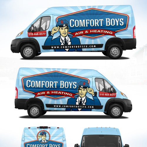 Comfort Boys Service Company New Retro Van Wrap Design Design by DuhaCreative