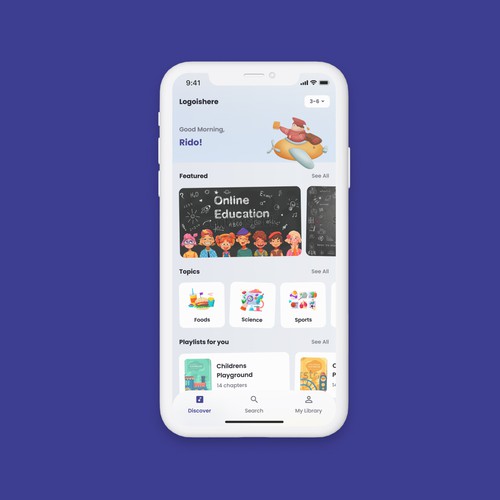 Clear and colorful app meant to engage young children Design by ridoariherawan