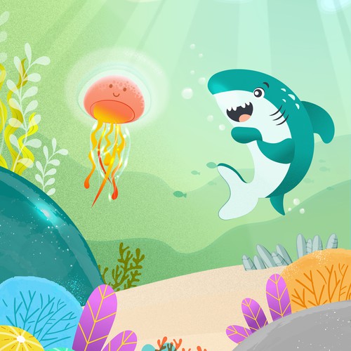 Design One Page Design for Glow Shark Kids Book Design Design por pukadesign