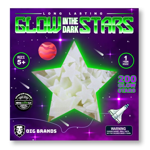 Glow-In-The-Dark Star Packs-Colorful Stars 50/Pkg