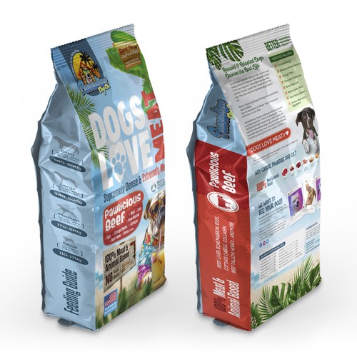 NEW Dog Food Packaging, Need Tropical Vibe we are in Florida, Pawadise Dog Co. Réalisé par DG[Graphix]