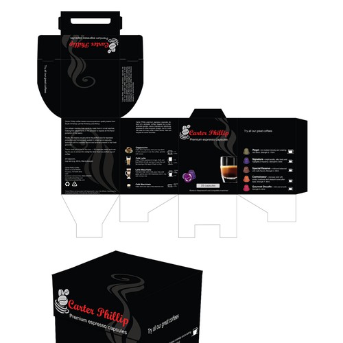 Design an espresso coffee box package. Modern, international, exclusive. Ontwerp door dankataa