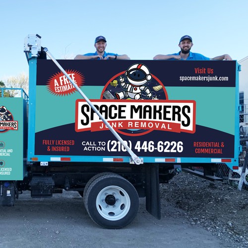 Fun and Catchy Junk Removal Service Truck Wrap - Space Theme Réalisé par GrApHiC cReAtIoN™