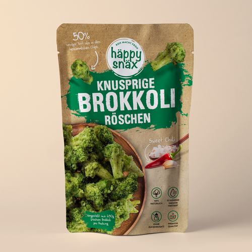 Verpackungsdesign für Doypack Gemüsechips: Vakuum frittierte Brokkoli Chips Design by cebiks