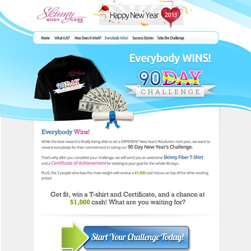 Create the next website design for Skinny Fiber New Year's Challenge Diseño de Smashing Boys