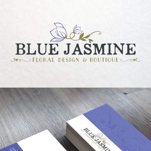 LOGO & BUSINESS CARD DESIGN FOR BLUE JASMINE LLC FLORAL DESIGN AND BOUTIQUE Design by Cit