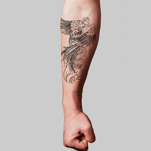 Tattoo Design: Full color Japanese style sleeve of Phoenix and Dragon Design by Shallu Narula