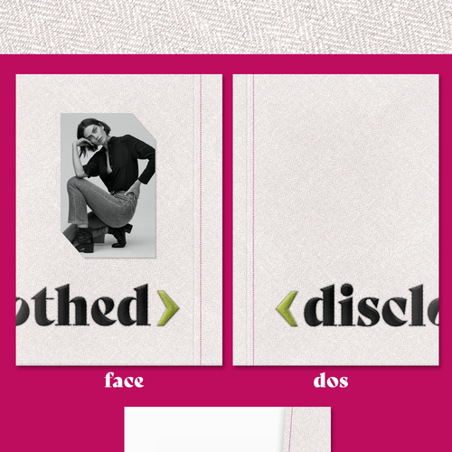 Design d'une pochette cartonnée type "sous-dossier" avec rabat. Univers couture et mode. Design by Ameline Studio