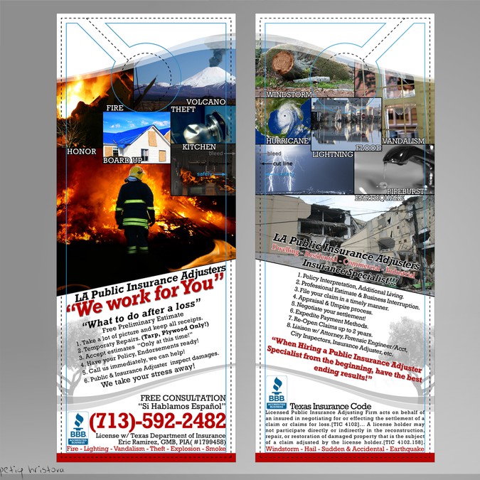 LA Public Insurance Adjusters needs a door hanger flyer Postcard
