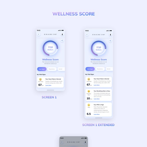 Wellness "vital signs" app - redesign Design by WebNest™