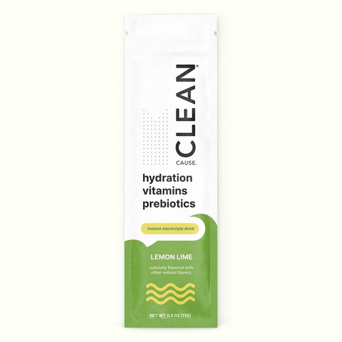 CLEAN Cause Hydration Stick Packets Design by mavenist