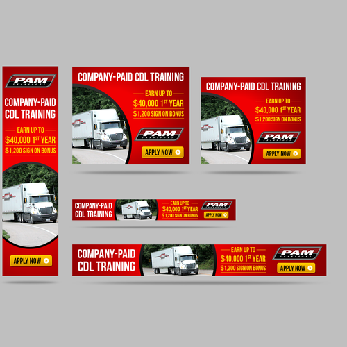 Keep on trucking! Create banner ads for truck driver recruitment. Design by T Creative