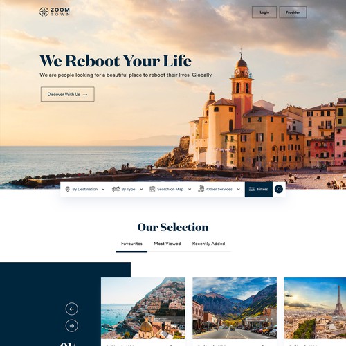 Design a global website connecting beautiful towns and people who could have want to live there. Design by unbox.style⚡️