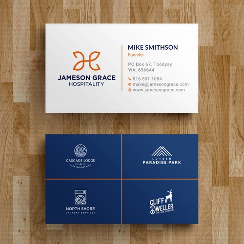 Create a modern and clean business card for a parent company with 4 subsidiaries Design by Roni_