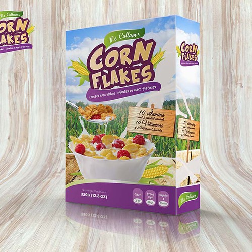 Create a new refreshing and modern Corn Flakes box design Design by gotza ✨