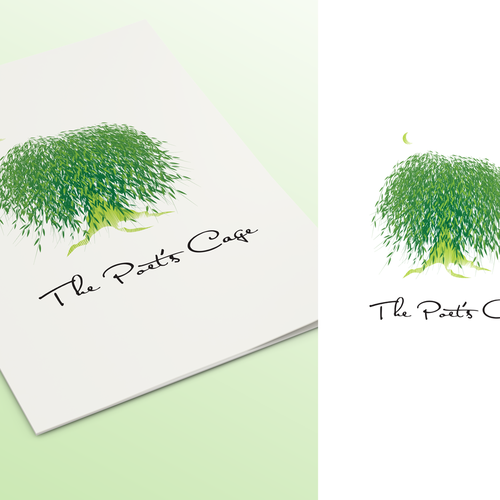Create a stylized willow tree logo for our spiritual group. Diseño de zvezek