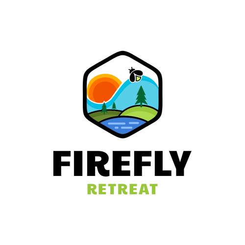 hidra ✅さんのFirefly Retreat. Fun logo inspiring families to explore the outdoors!デザイン